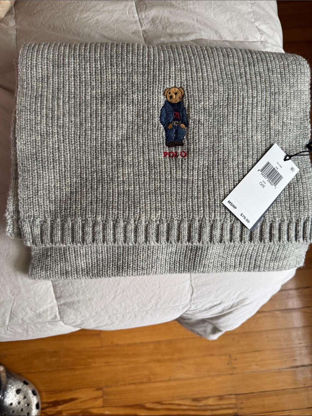 POLO Ralph Lauren Light Grey Heather with Denim Bear Embroidery